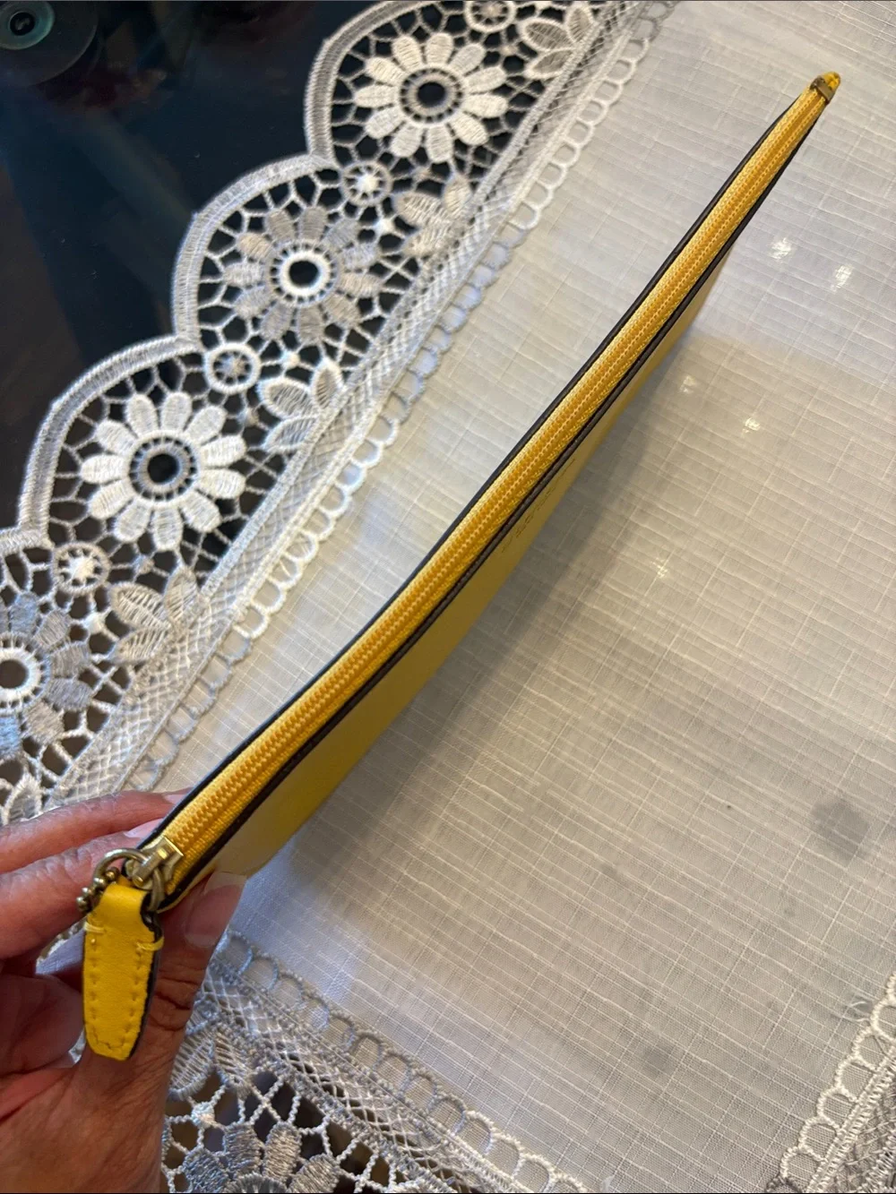 Coach Yellow Leather Pencil Pouch